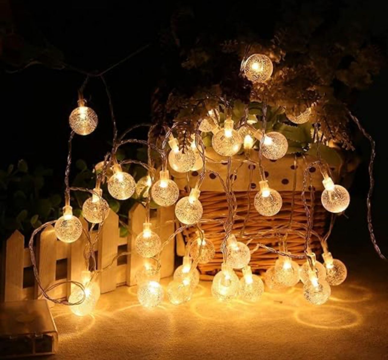 ✨ 16 LED Crystal Balls String Light – Decorative Fairy Lights for Home, Parties & Festivals