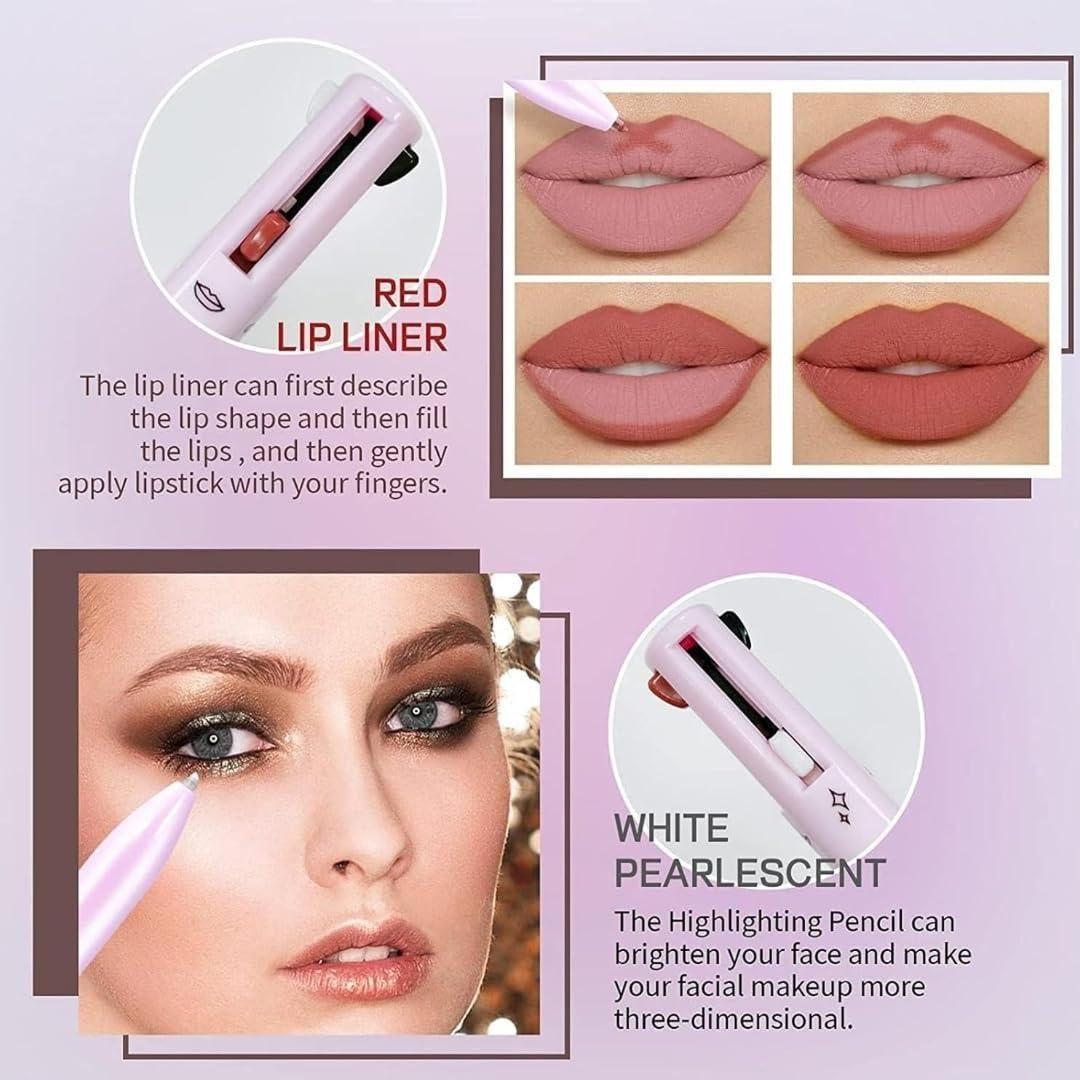 💄 Touch Up 4-in-1 Makeup Pen (Multicolor) – Lip Liner, Eyeliner, Brow & Highlighter in One Pen