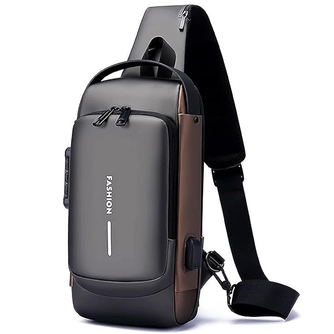 🎒 Crossbody Sling Bag for Men & Women | Anti-Theft Chest Bag with USB Charging Port | Waterproof Casual Shoulder Messenger Bag