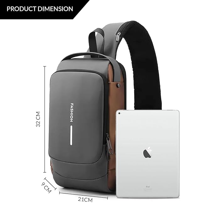 🎒 Crossbody Sling Bag for Men & Women | Anti-Theft Chest Bag with USB Charging Port | Waterproof Casual Shoulder Messenger Bag