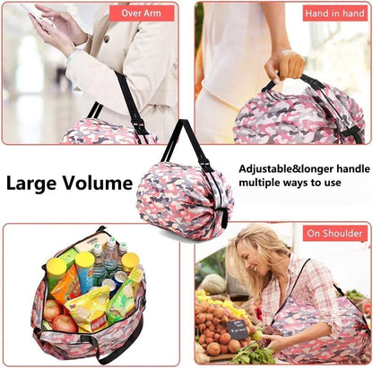 🛍️ 2 Pieces Foldable Shopping Bags | Eco-Friendly Reusable Grocery & Travel Tote