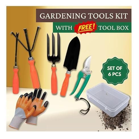 🌿 6-in-1 Garden Tool Kit with Storage Box | Essential Gardening Tools for Home & Outdoor
