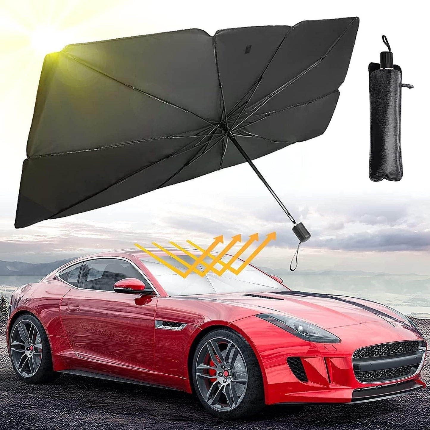 🌞 Car Windshield Sun Shade Umbrella | Foldable UV Protection Cover for Heat & Sunlight