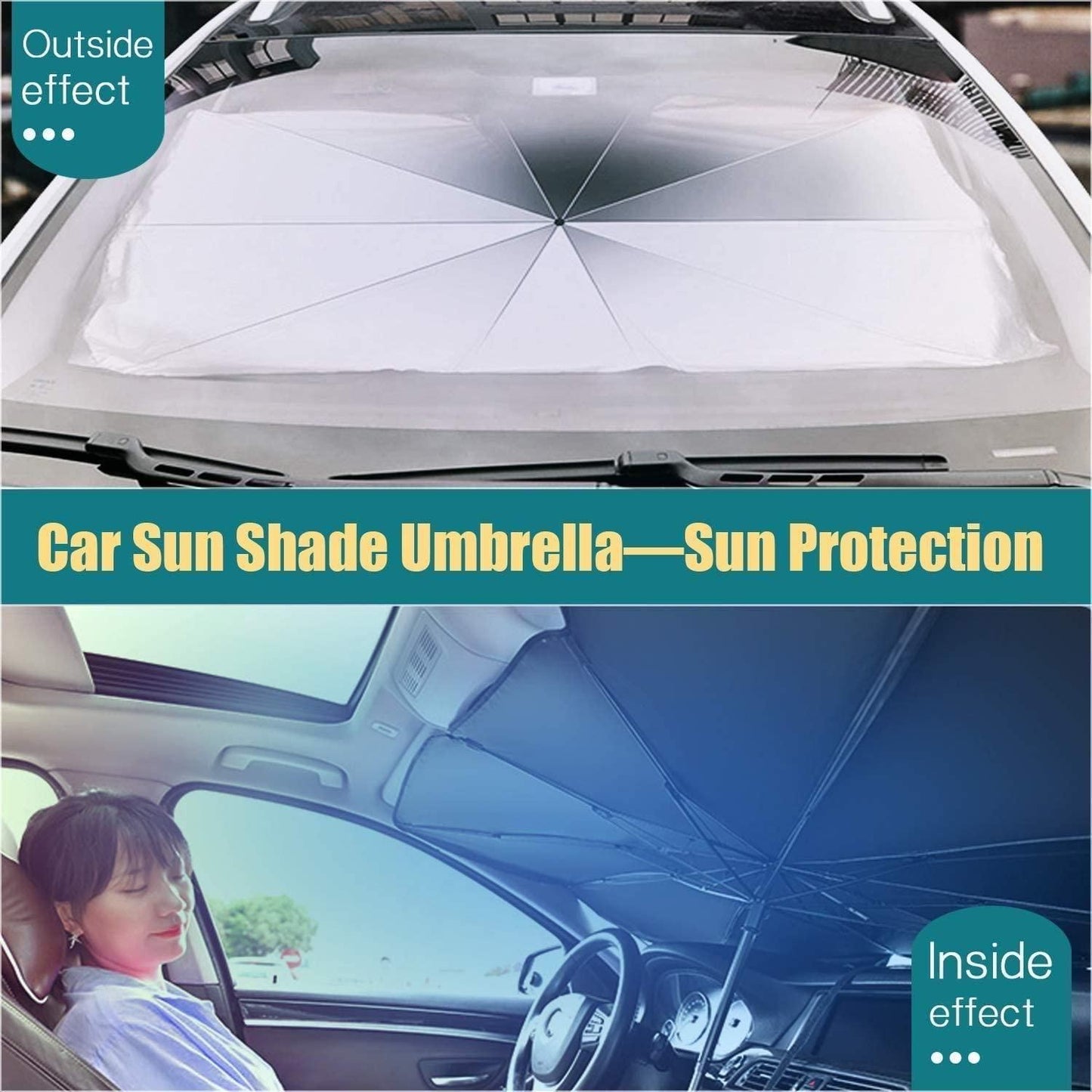 🌞 Car Windshield Sun Shade Umbrella | Foldable UV Protection Cover for Heat & Sunlight